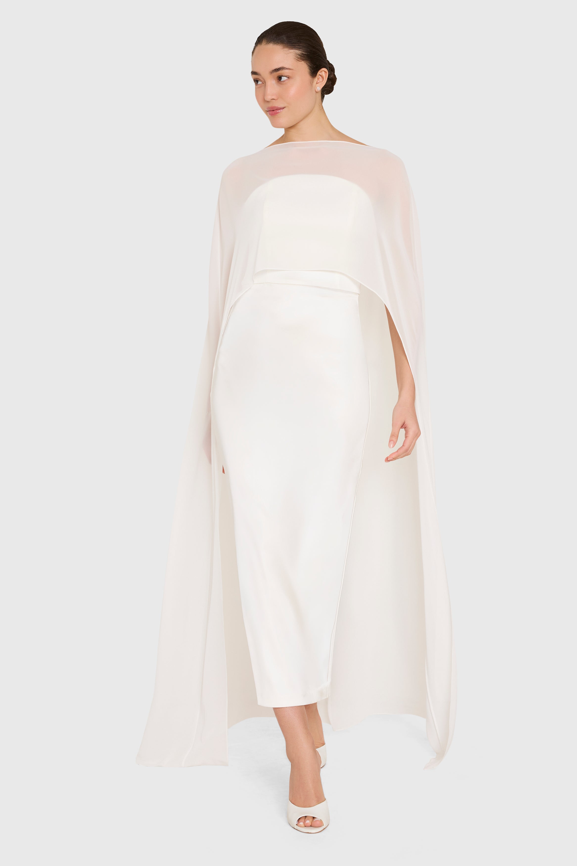 Anastasia Cape in Ivory Chiffon | XS-SM | Amanda Uprichard Anastasia Cape in Ivory Chiffon | XS-SM | Amanda Uprichard