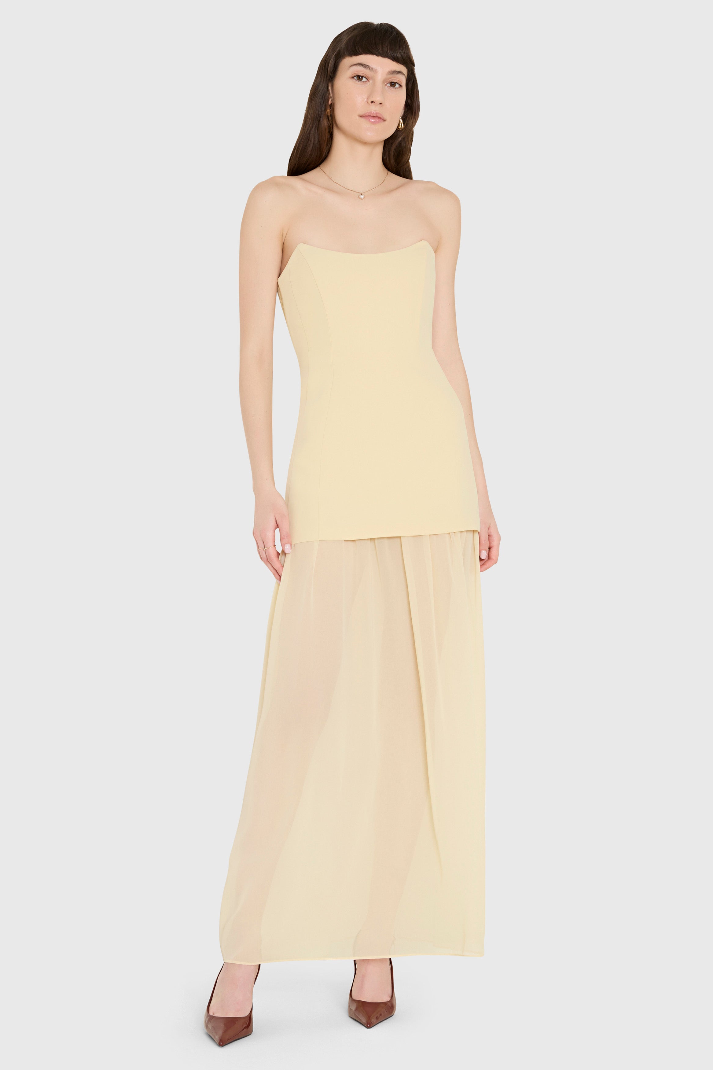 Amanda Uprichard Christy Maxi Dress in Lemon