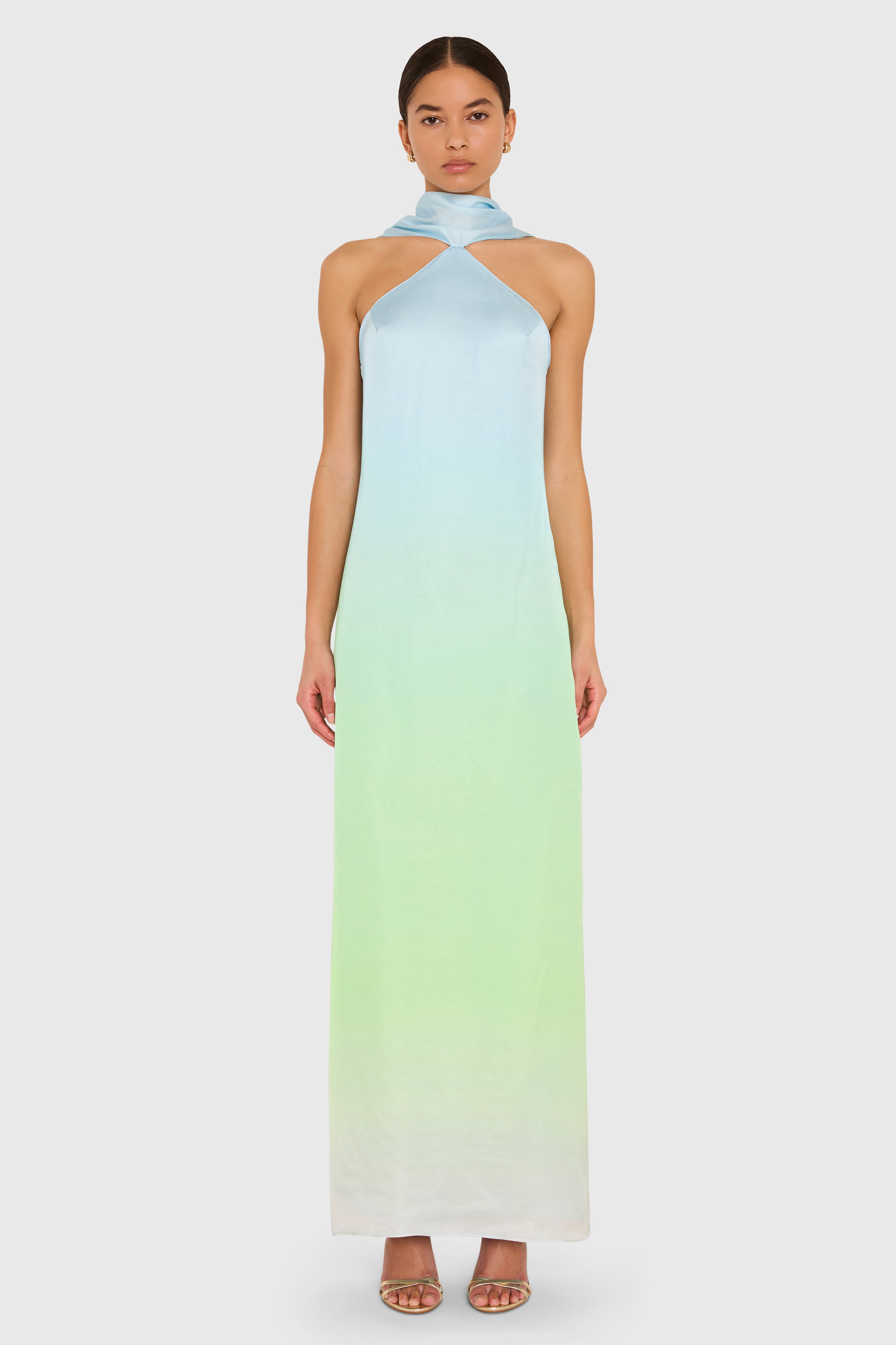 Ashton Maxi in Blue Ombre - Full length Satin Dress - Amanda Uprichard Ashton Maxi in Blue Ombre - Full length Satin Dress - Amanda Uprichard