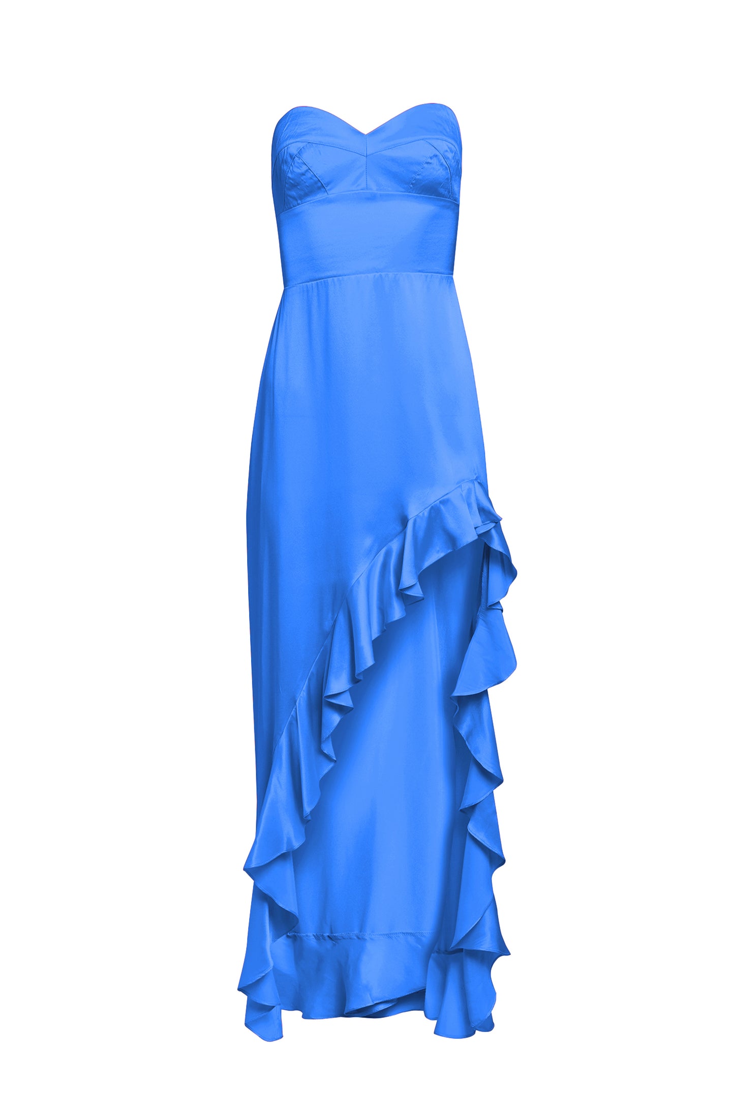 amanda uprichard blue silk dress Short Sleeve Maxi Senna in Baby Blue Silk | XS