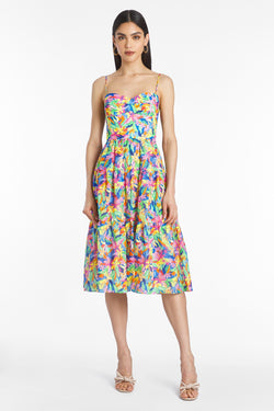 multi color floral  tank strap midi dress