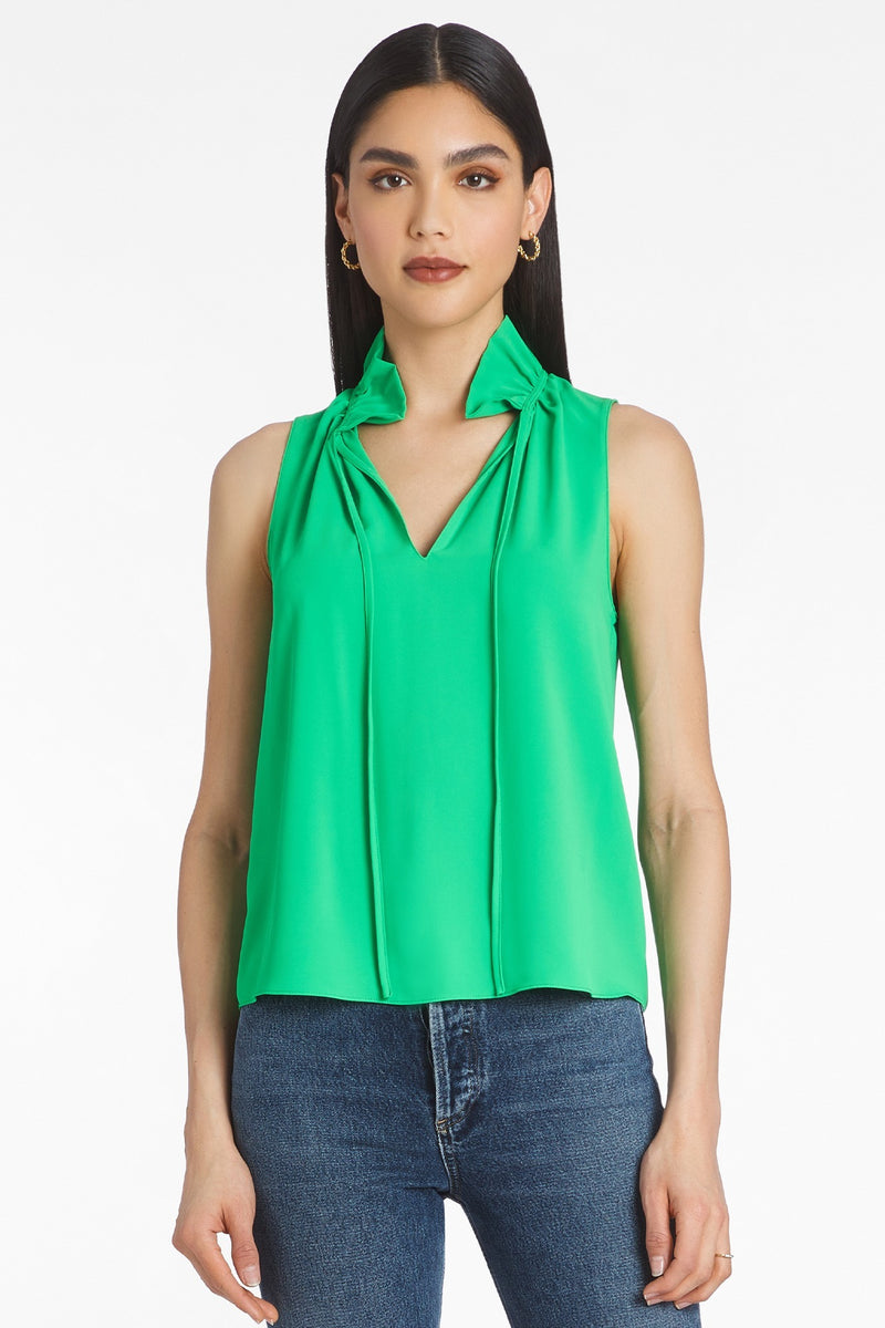 green tank blouse with collar