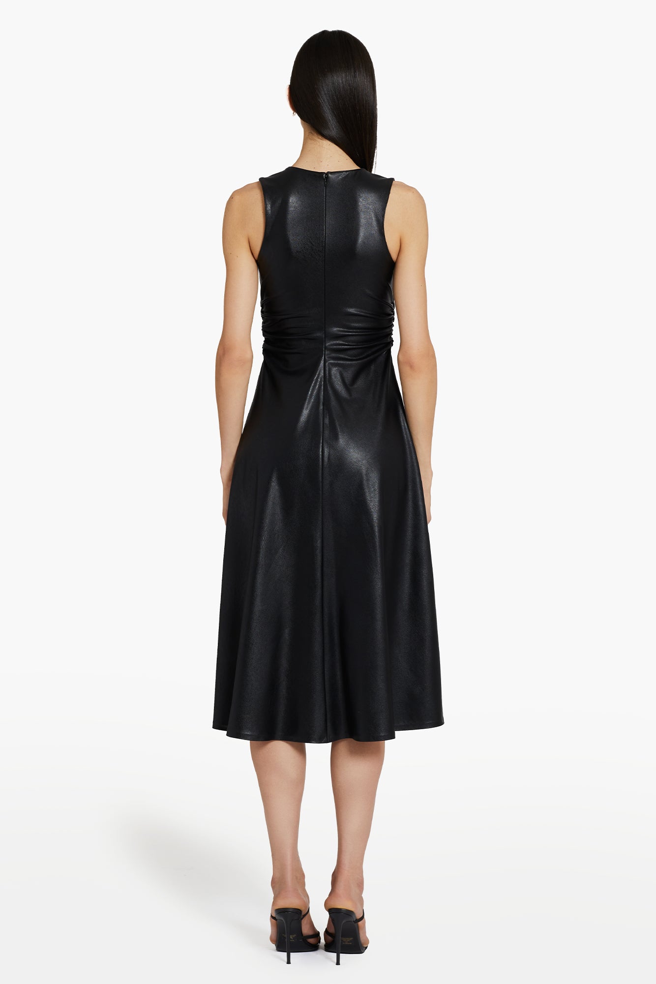 Faux leather a line dress sales