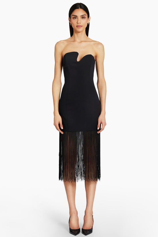 Strapless Puzzle Dress with Fringe view 2