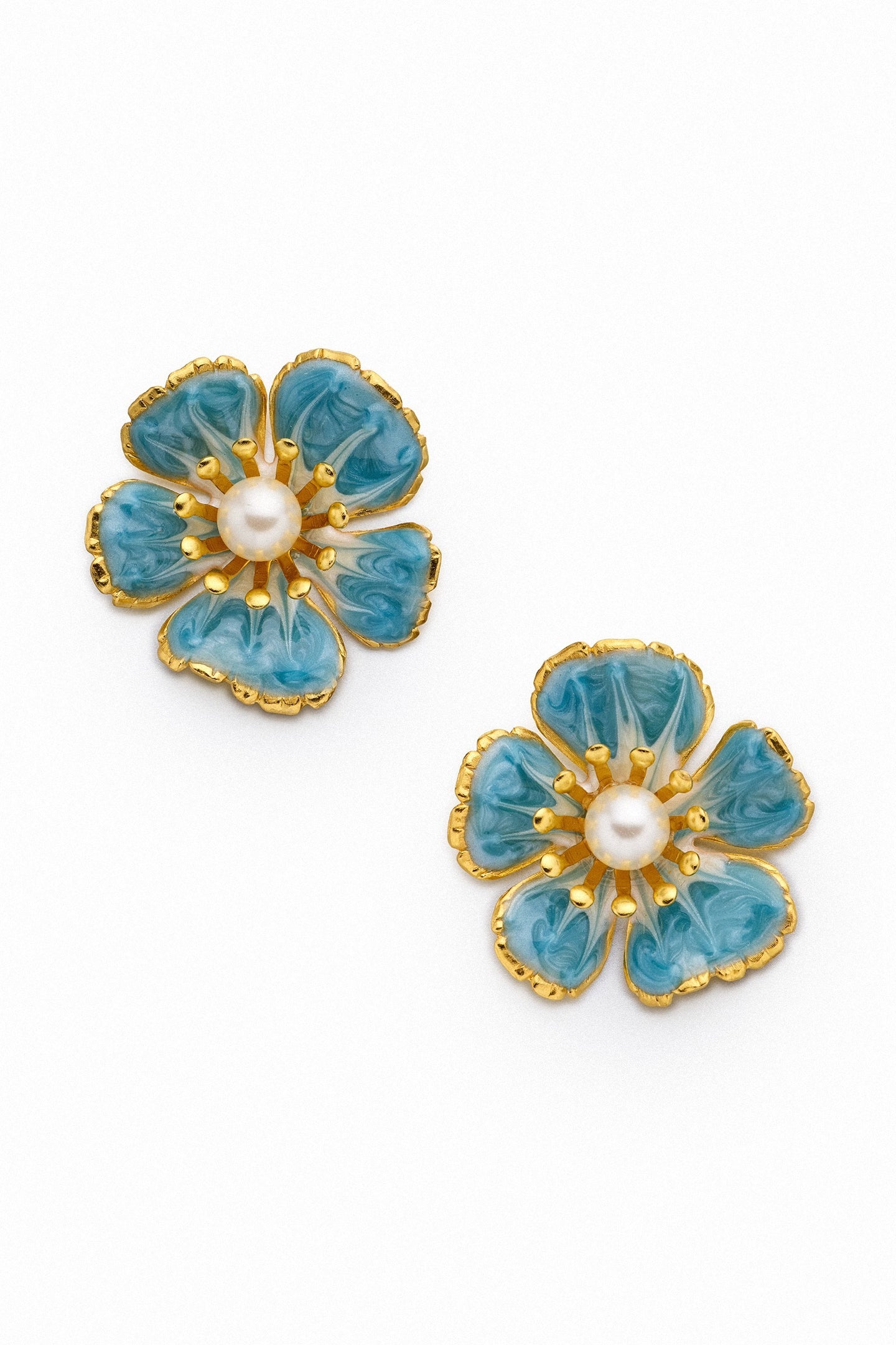 Dusty Blue Flora Earrings View 2