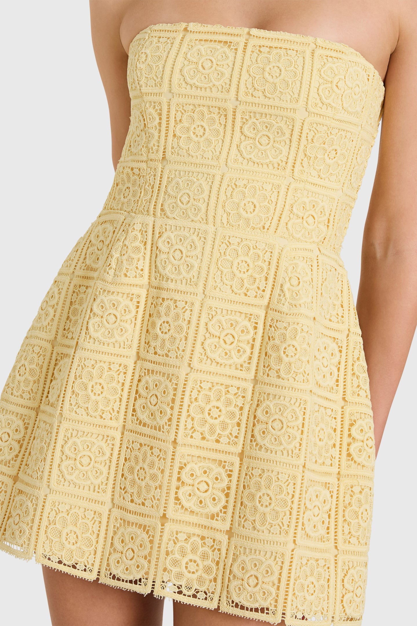 Strapless Bethany Romper in Crochet Lace View 4
