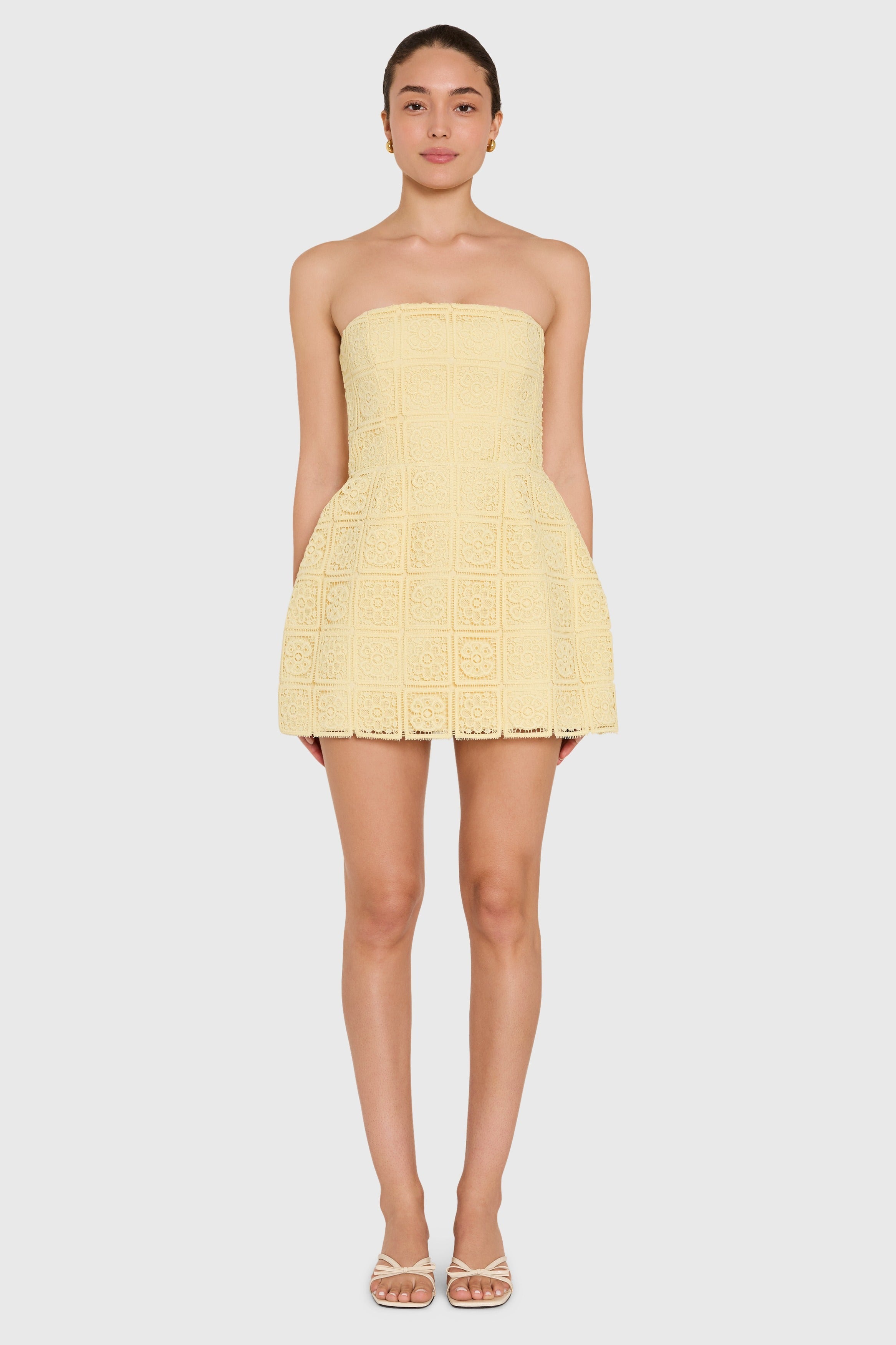 Strapless Bethany Romper in Crochet Lace view 1