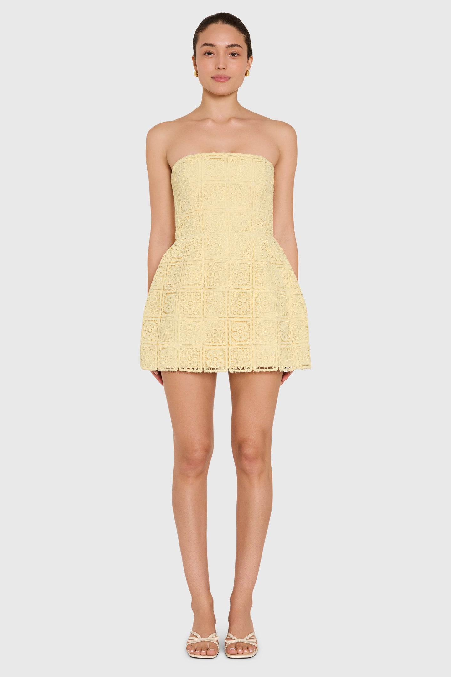 Strapless Bethany Romper in Crochet Lace View 1
