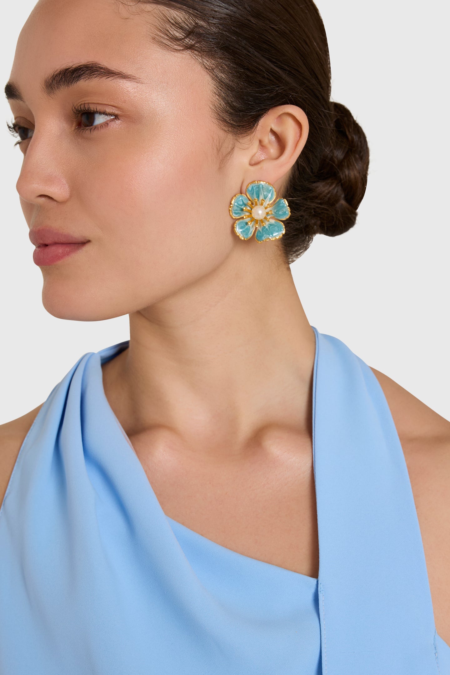 Dusty Blue Flora Earrings View 1