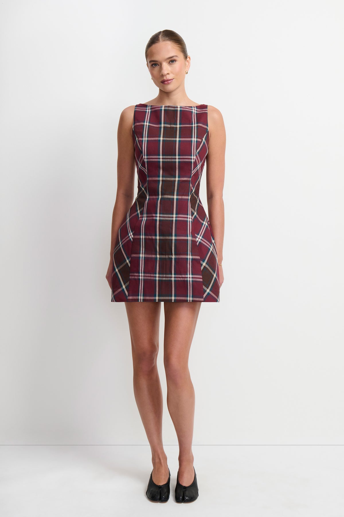 Amanda Uprichard Tonya Dress in Plaid - front view