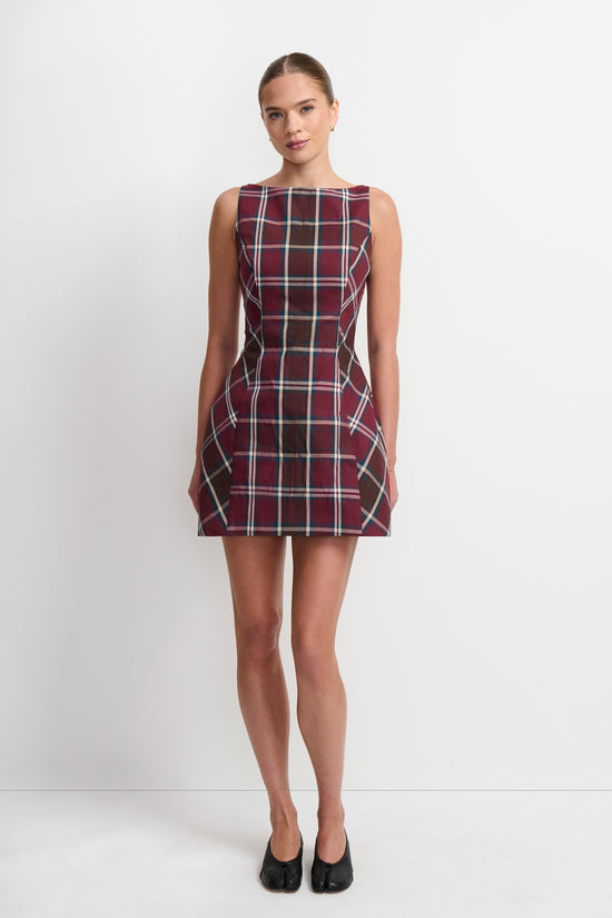 Amanda Uprichard Tonya Dress in Plaid - front view