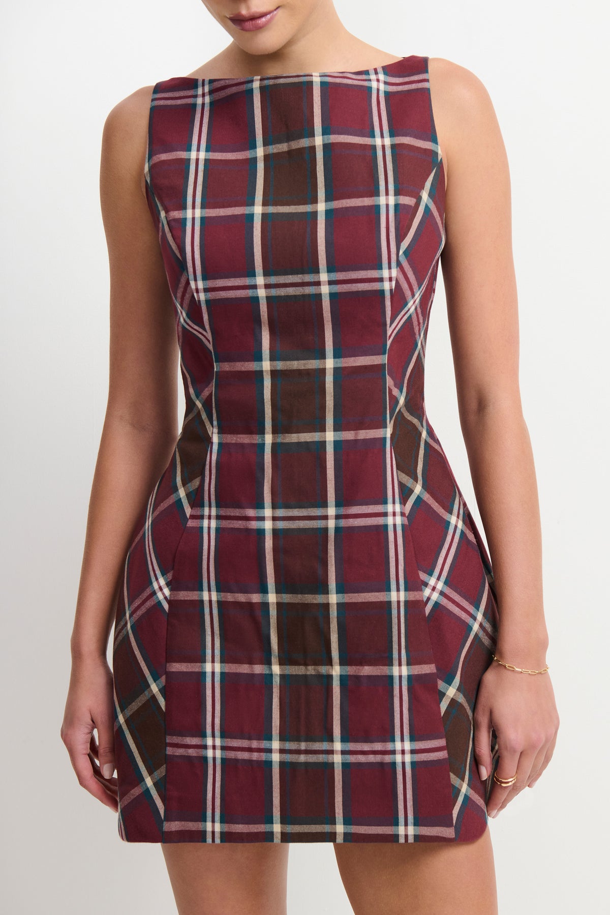 Amanda Uprichard Tonya Dress in Plaid - detail view