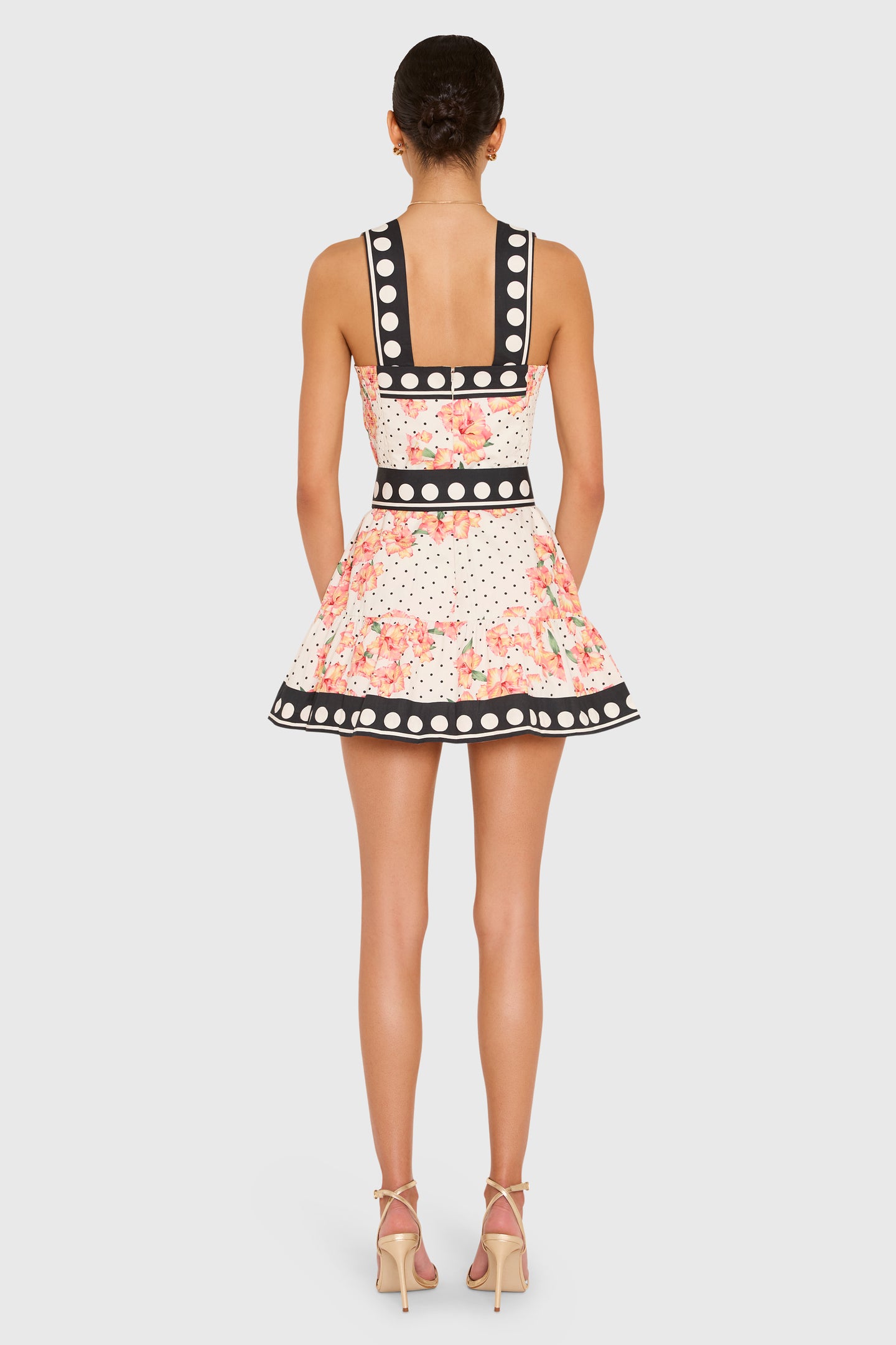 Lena Skort Romper in Hibiscus Dot View 3