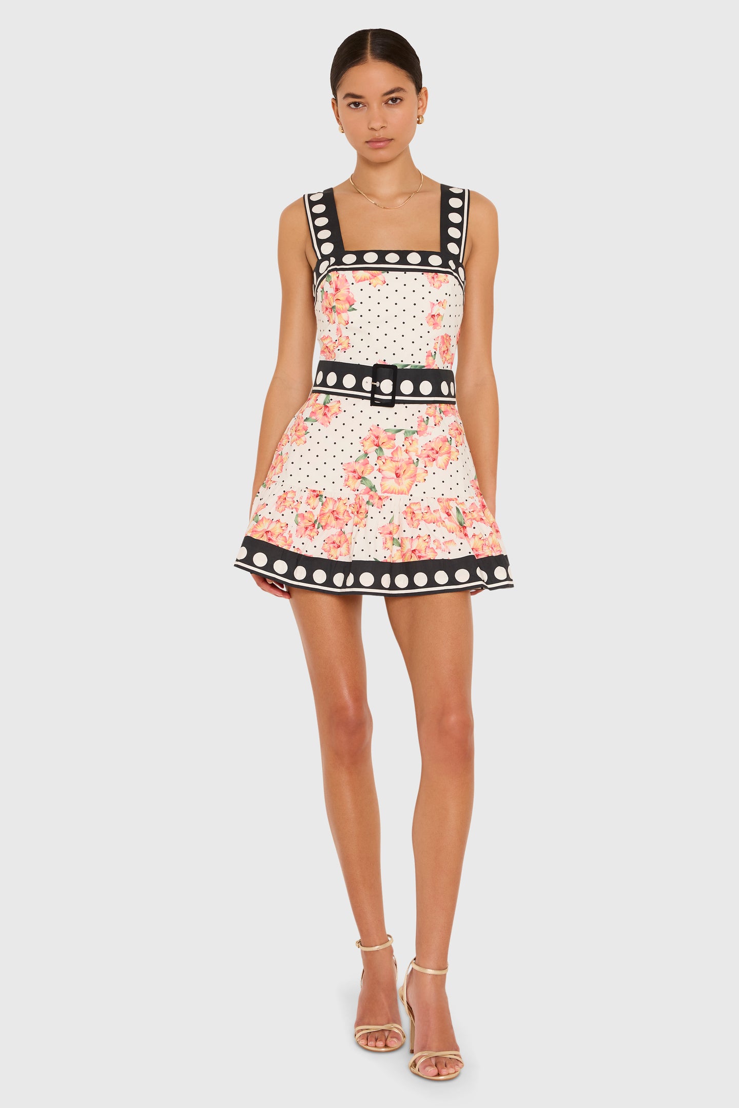 Lena Skort Romper in Hibiscus Dot View 5