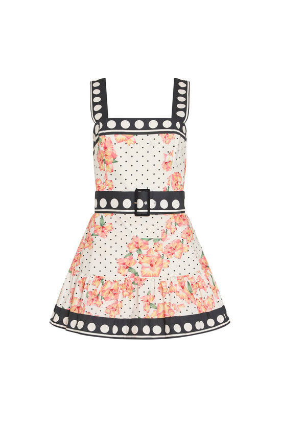 Lena Skort Romper in Hibiscus Dot view 1