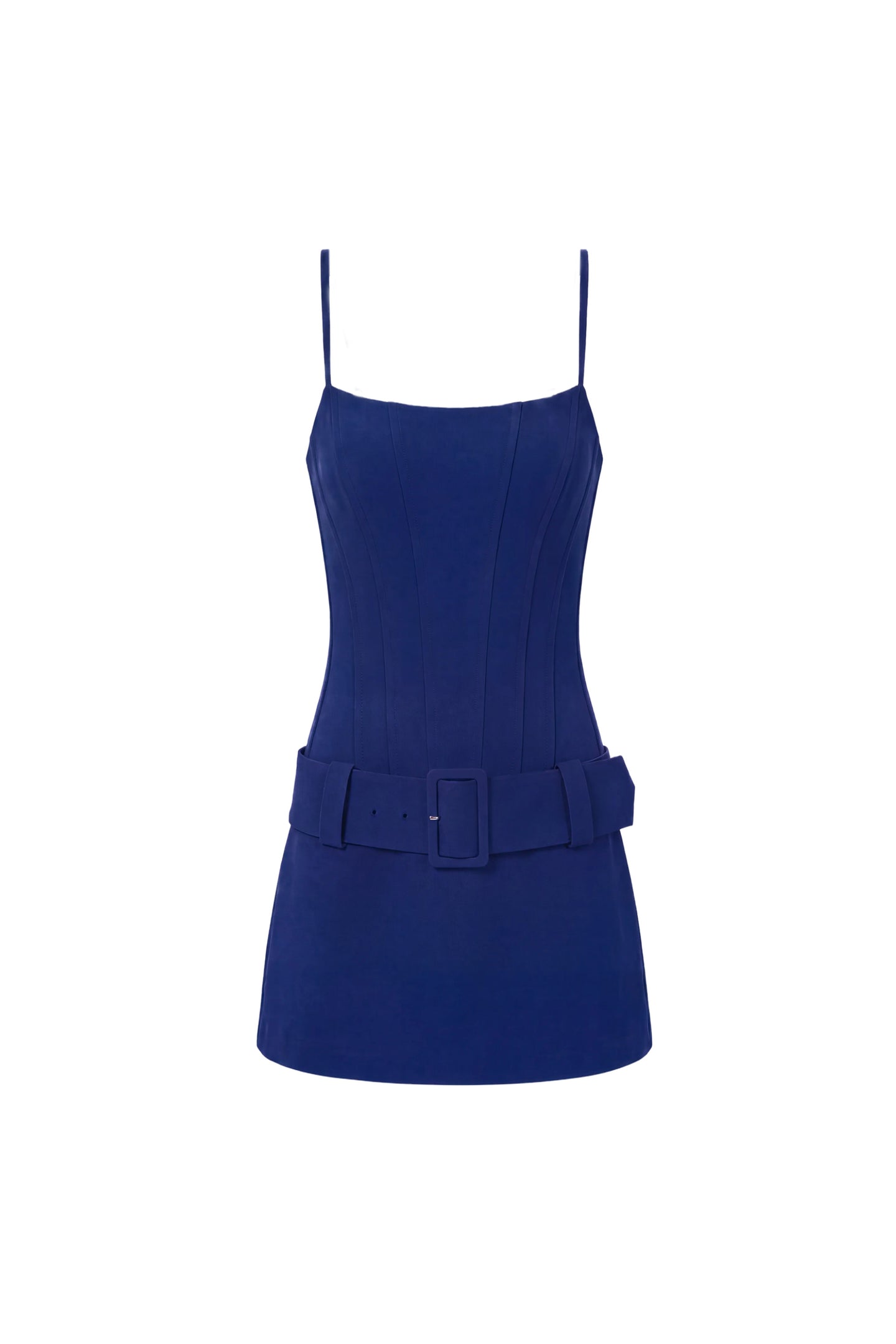 Amanda Uprichard Alva Romper in Navy, shown on an invisible mannequin