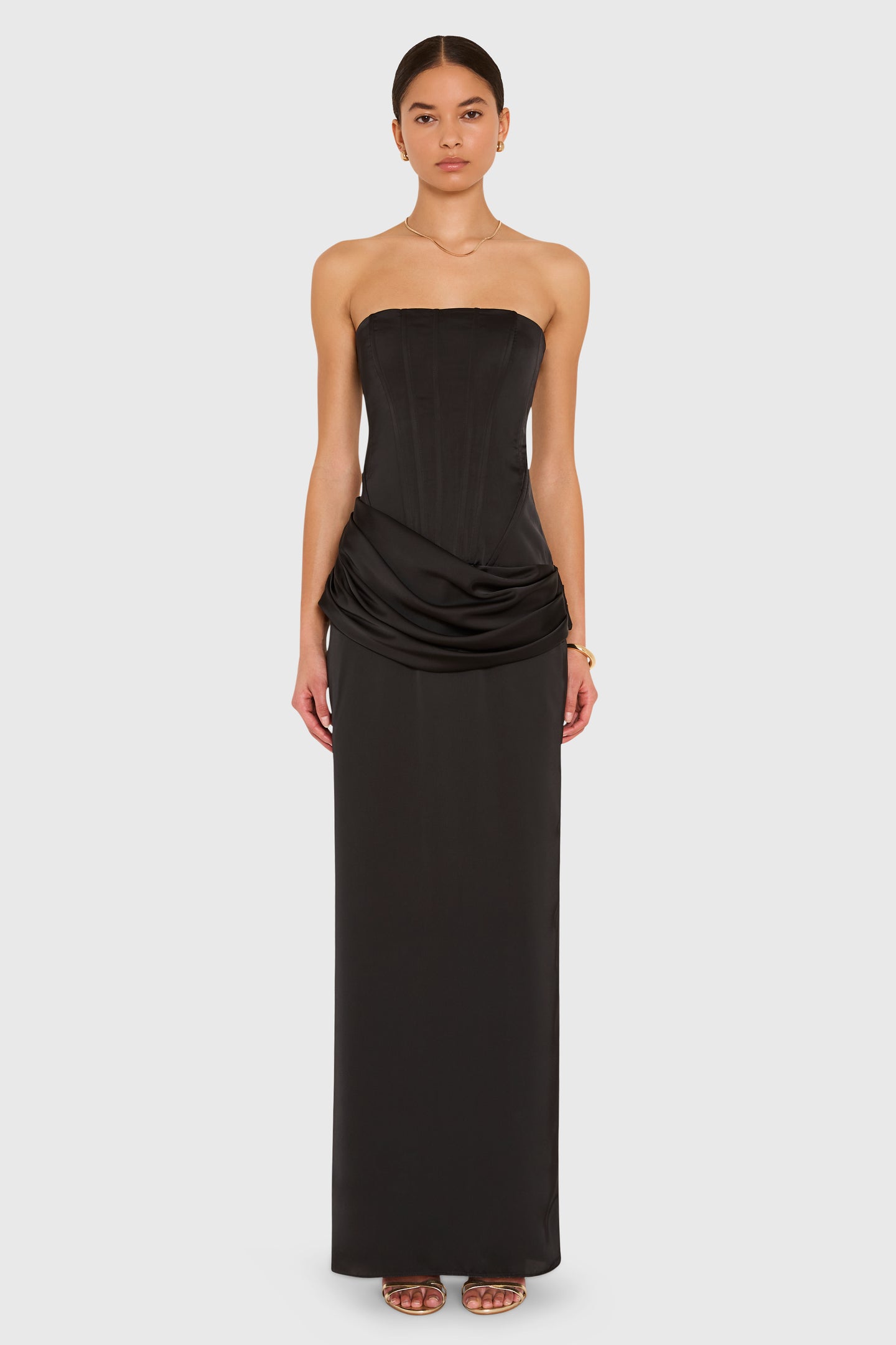 Rue Gown in Black - Full Length Strapless Dress - Amanda Uprichard Rue Gown in Black - Full Length Strapless Dress - Amanda Uprichard