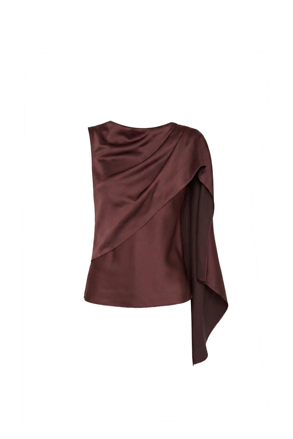 Amanda Uprichard Artemis Top in Charmeuse in Tobacco - shown on invisible mannequin