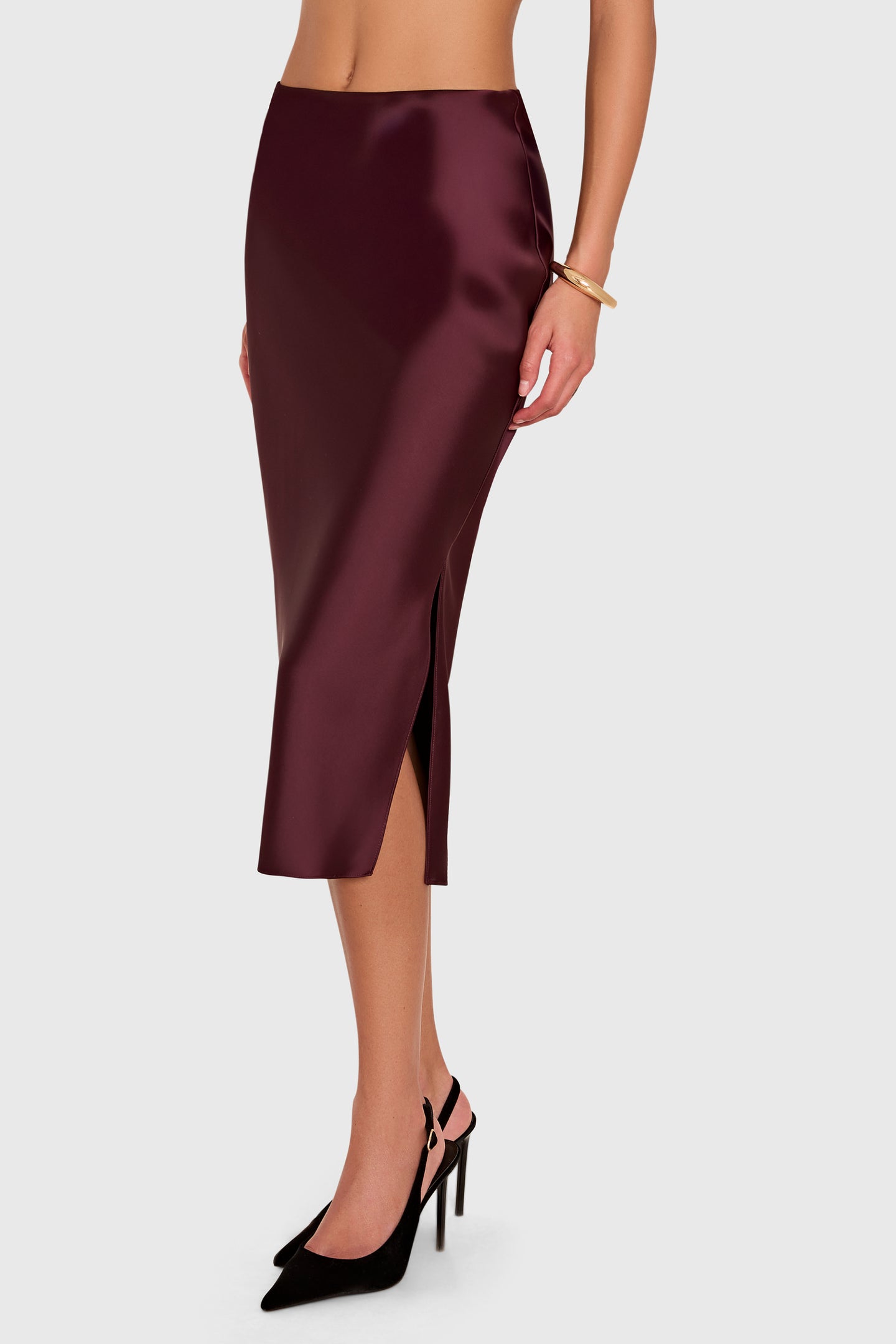 Amanda Uprichard Maci Skirt in Oxblood - side view
