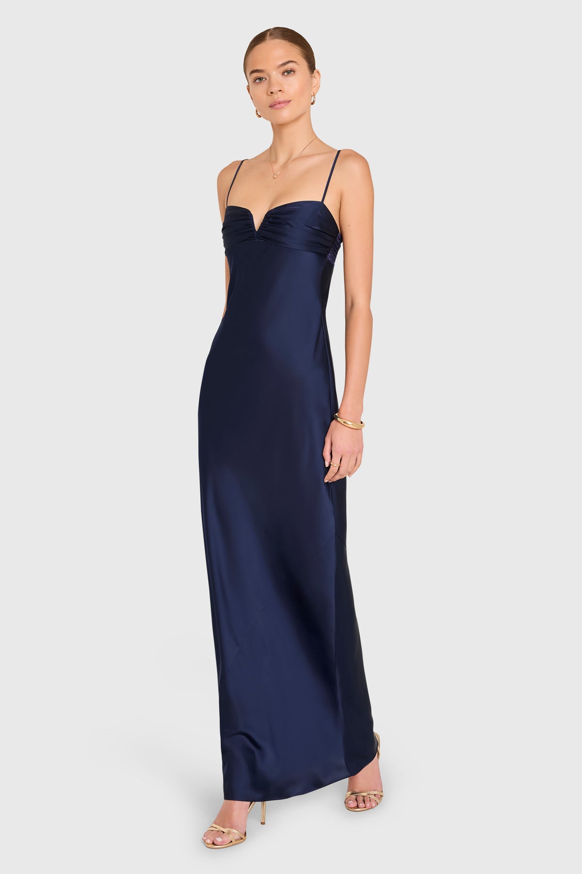 ink blue maxi dress Amanda Uprichard Ira in Navy pareo wrap shoulder neckline Girls' Blue's Clues & Shoe Size (UK):6.5