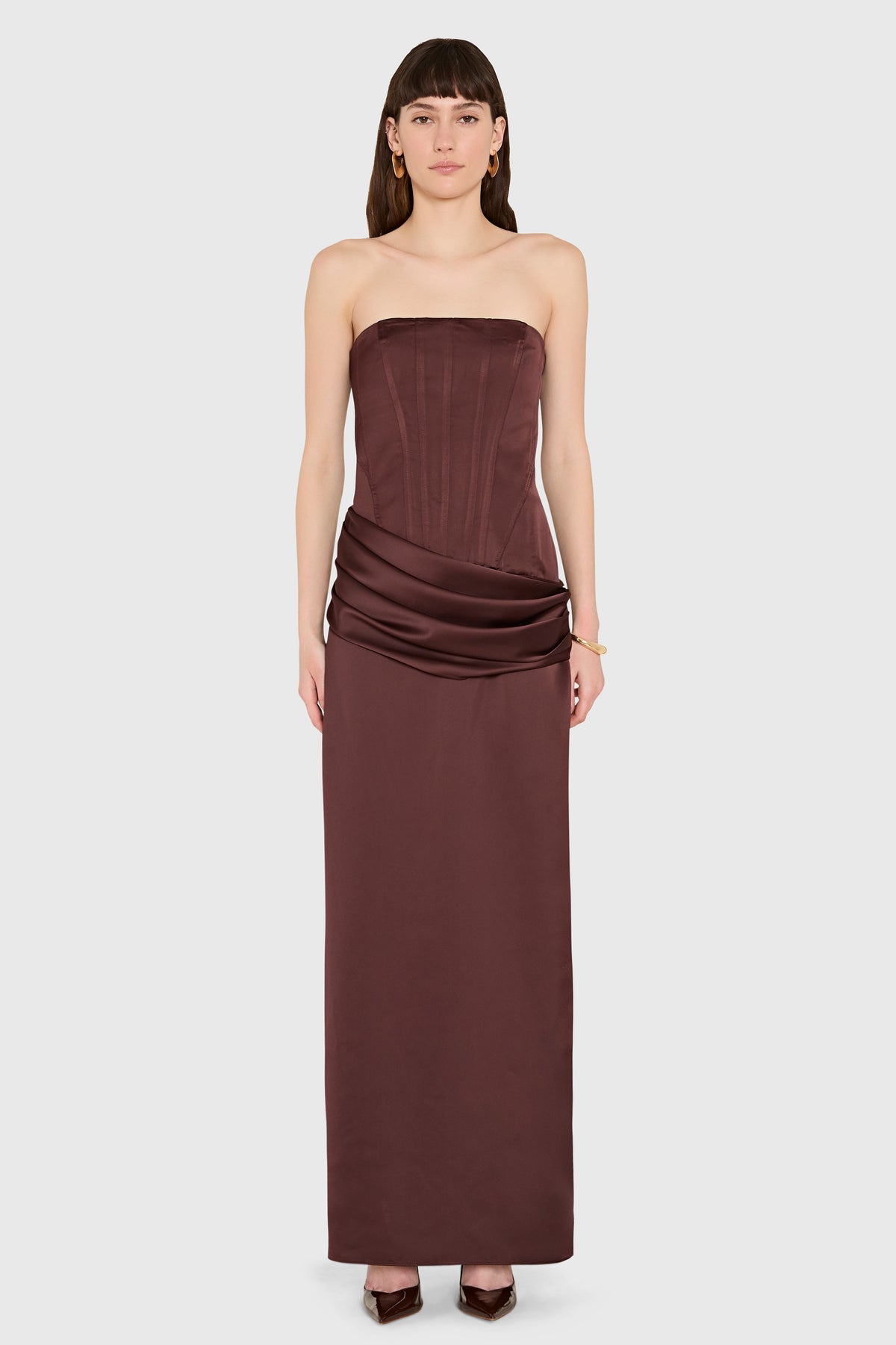 Amanda Uprichard Rue Gown in Tobacco - front view