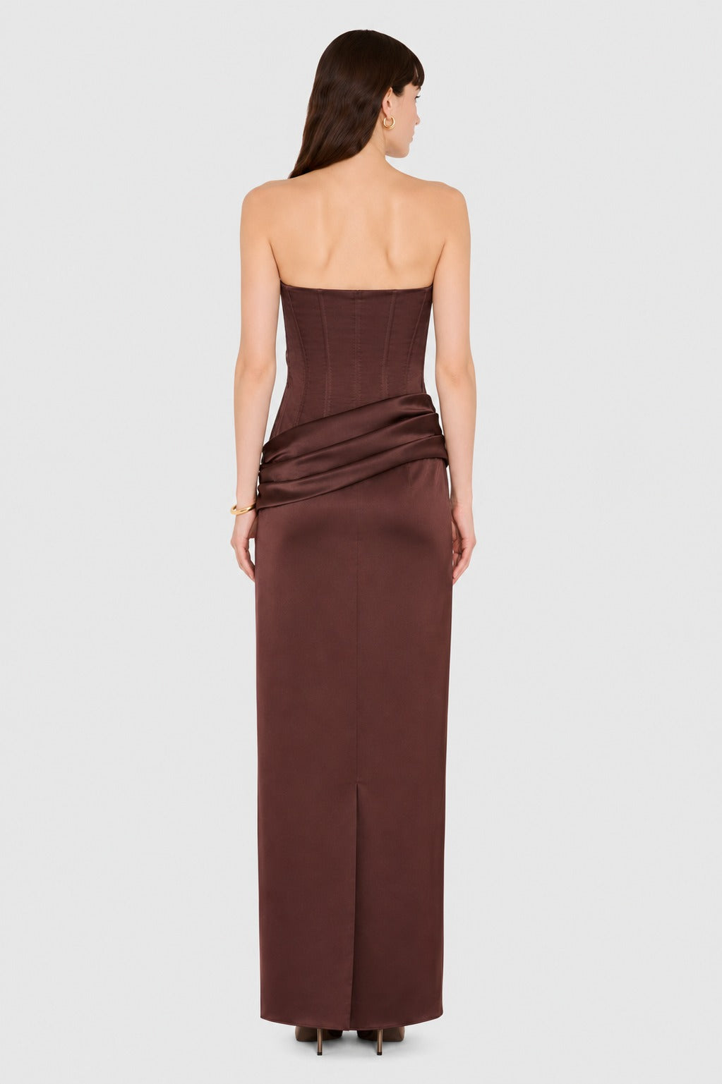 Amanda Uprichard Rue Gown in Tobacco - back view