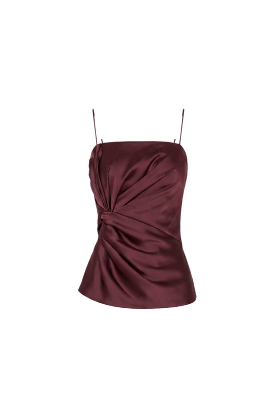 Amanda Uprichard Maci Top in Oxblood - shown on invisible mannequin