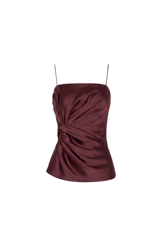 Amanda Uprichard Maci Top in Oxblood - shown on invisible mannequin