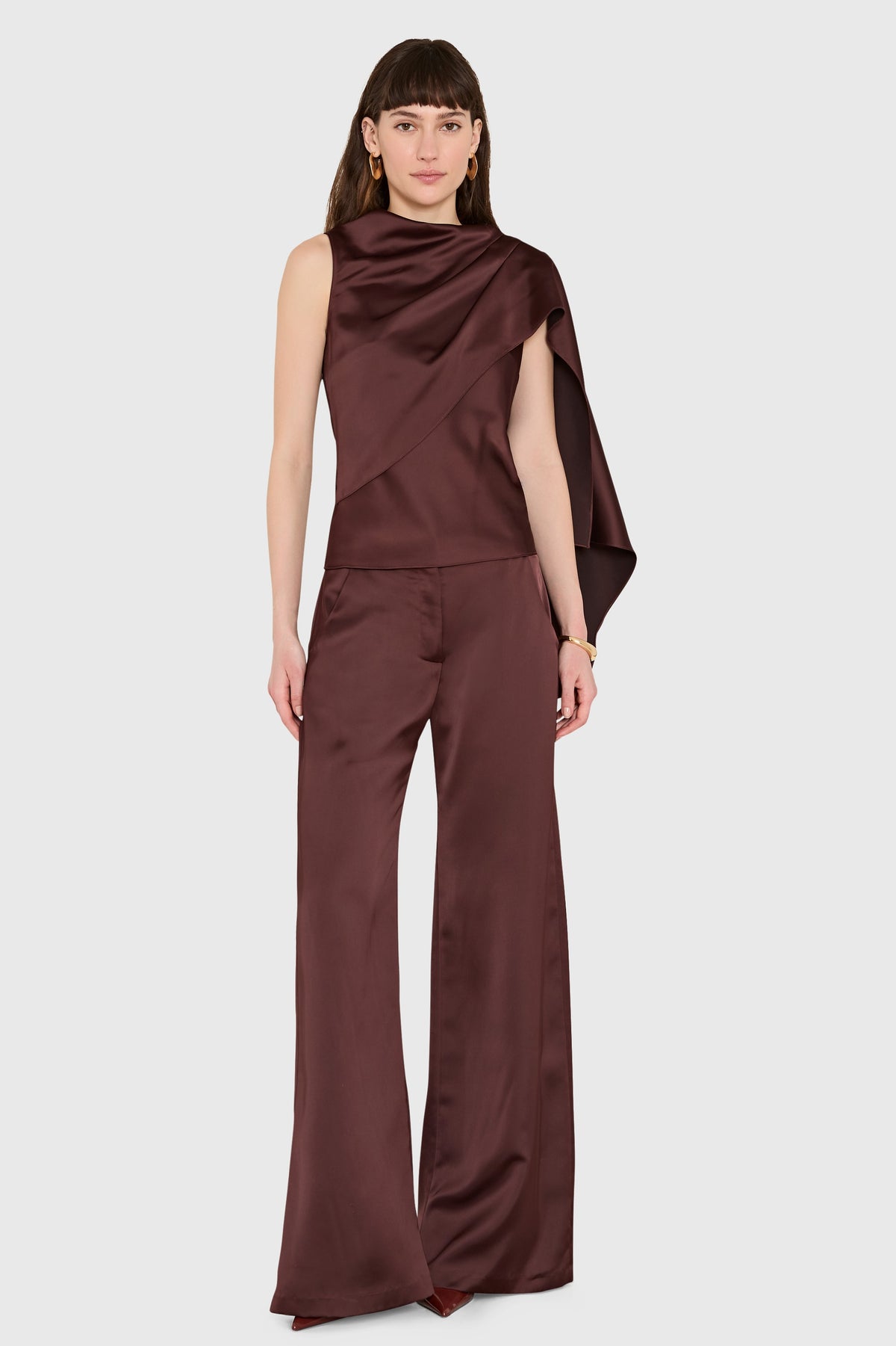 Amanda Uprichard Artemis Top in Charmeuse in Tobacco - additional view