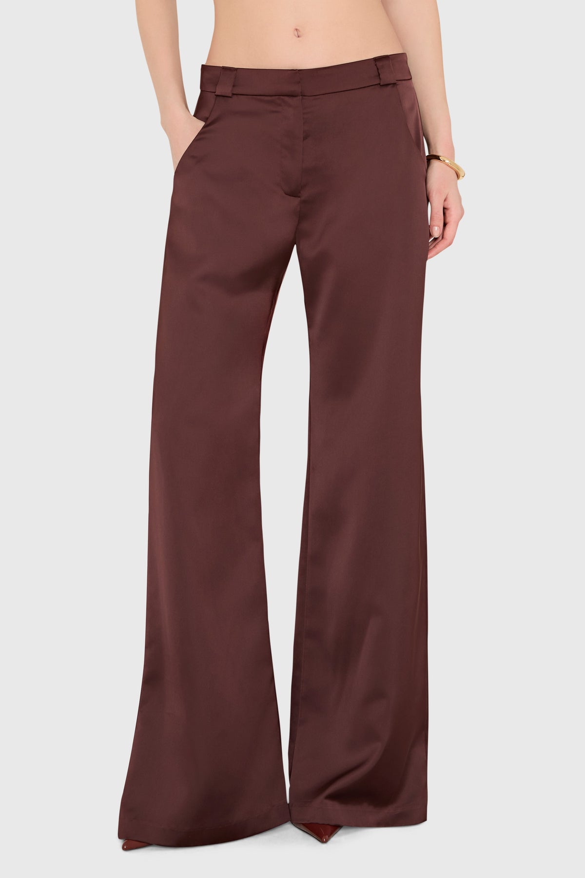 Amanda Uprichard Saddler Pants in Charmeuse in Tobacco - additional view