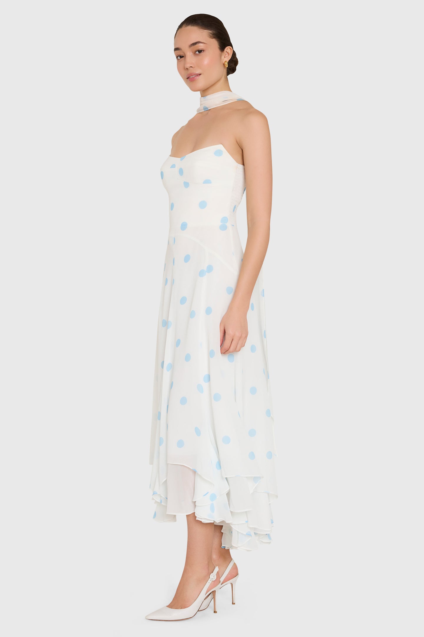 Monterey Dress With Scarf in Polka Dot View 2