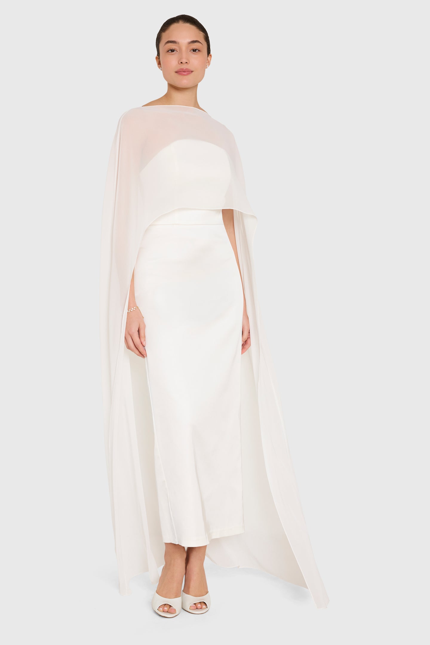 Anastasia Cape in Ivory Chiffon | XS-SM