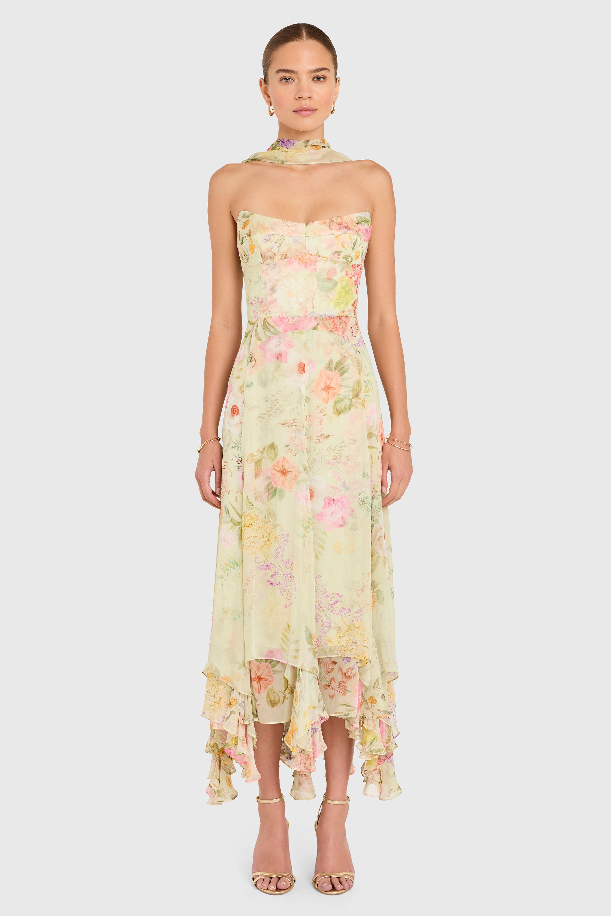 Monterey Dress With Scarf in Whistledown