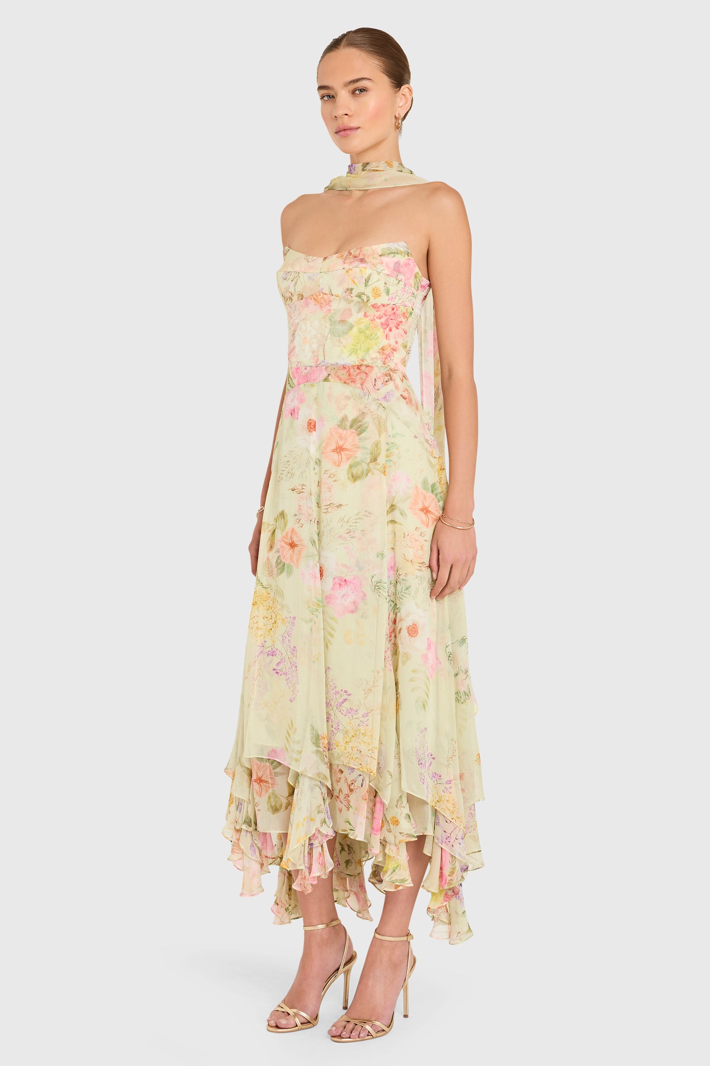 Monterey Dress With Scarf in Whistledown Amanda Uprichard Monterey Dress With Scarf in Whistledown Amanda Uprichard