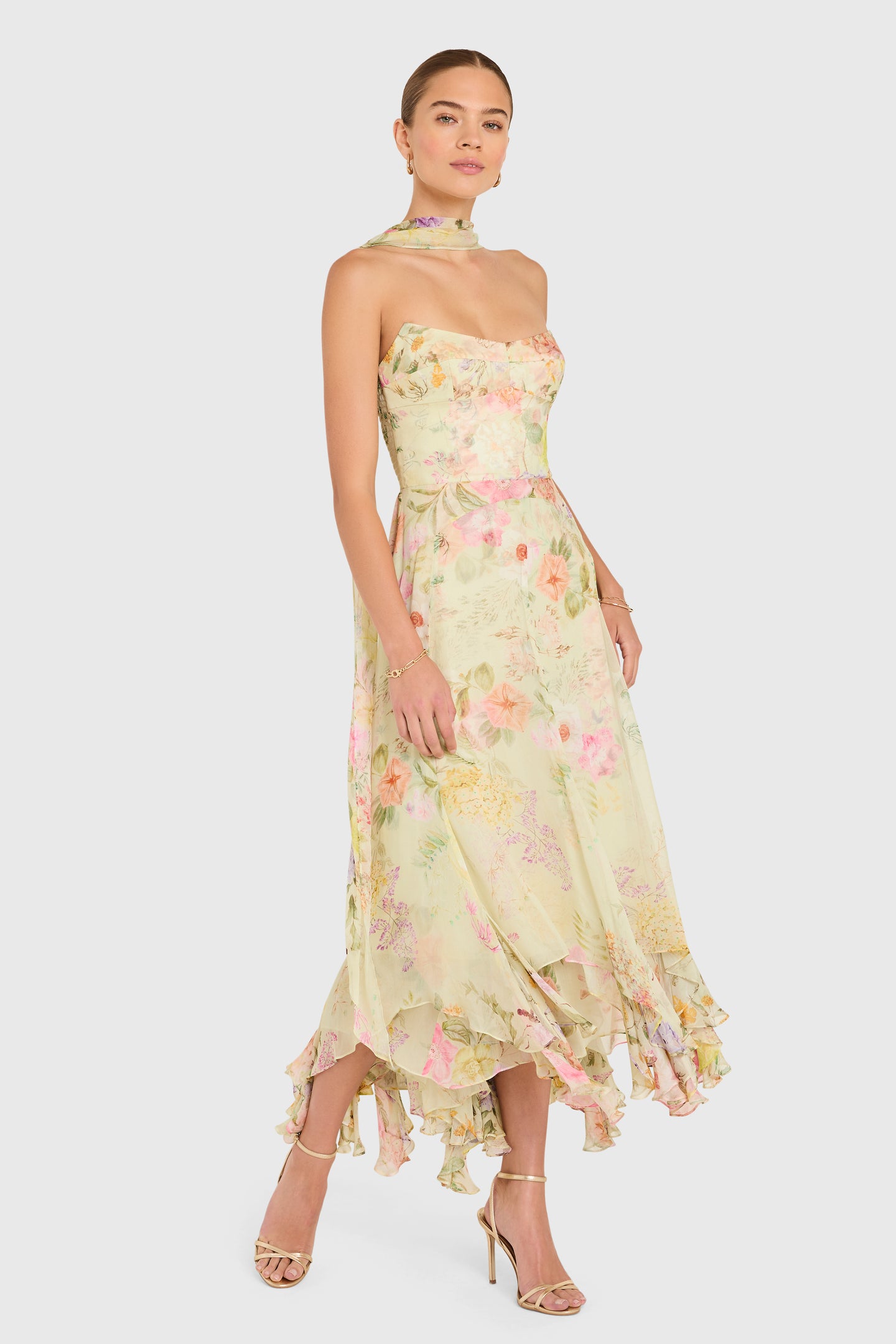 Monterey Dress With Scarf in Whistledown Amanda Uprichard Monterey Dress With Scarf in Whistledown Amanda Uprichard
