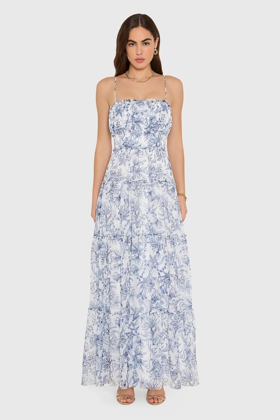 Amanda Uprichard | Willow Maxi Dress in Deep Sea. view 1