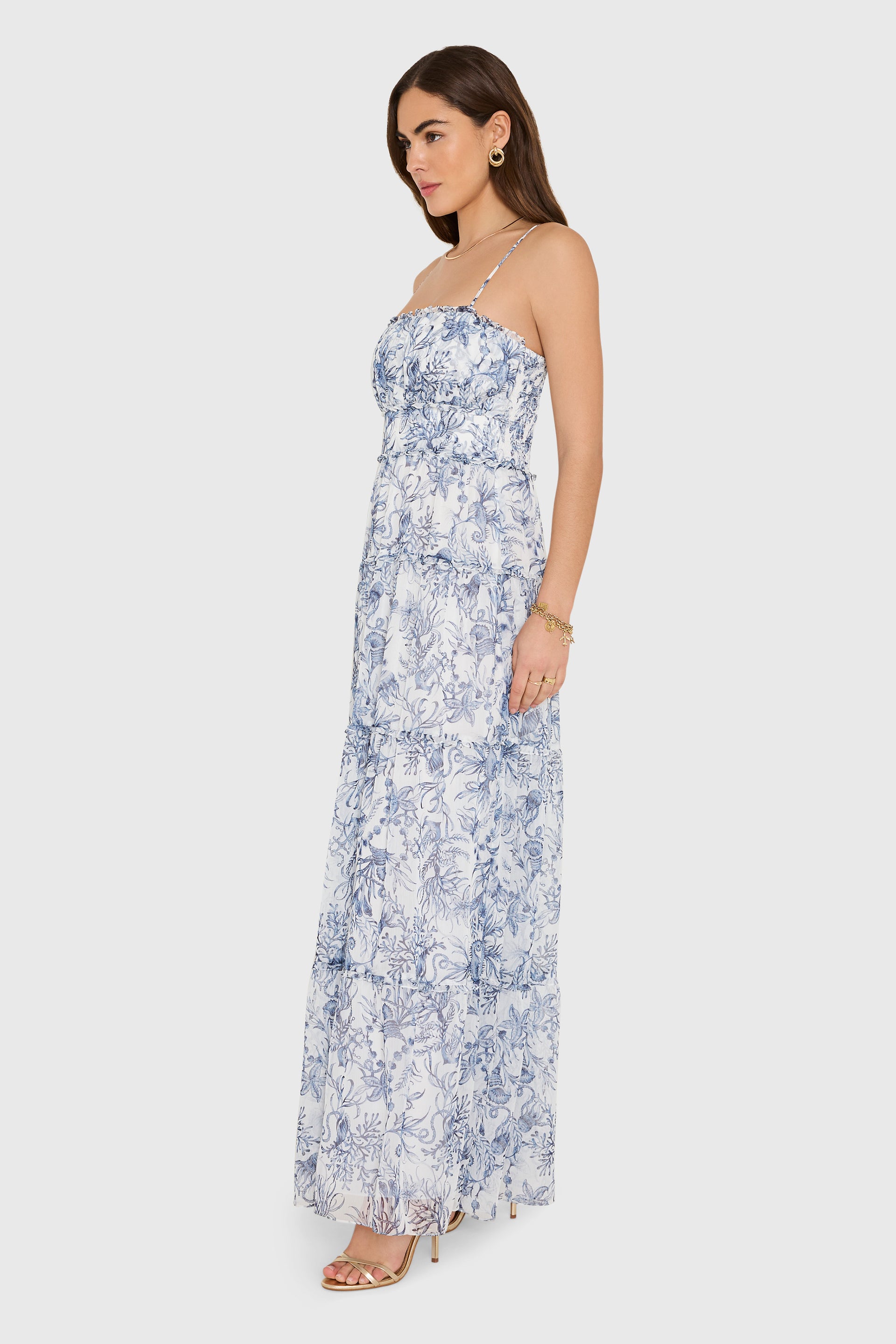 Amanda Uprichard Willow Maxi Dress in White,Navy