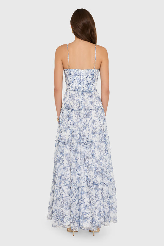 Amanda Uprichard | Willow Maxi Dress in Deep Sea. view 3