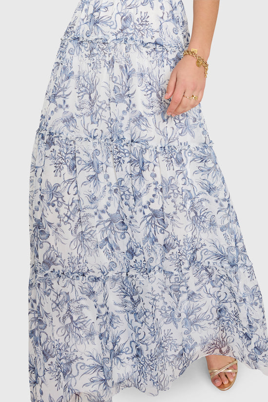 Amanda Uprichard | Willow Maxi Dress in Deep Sea. view 3