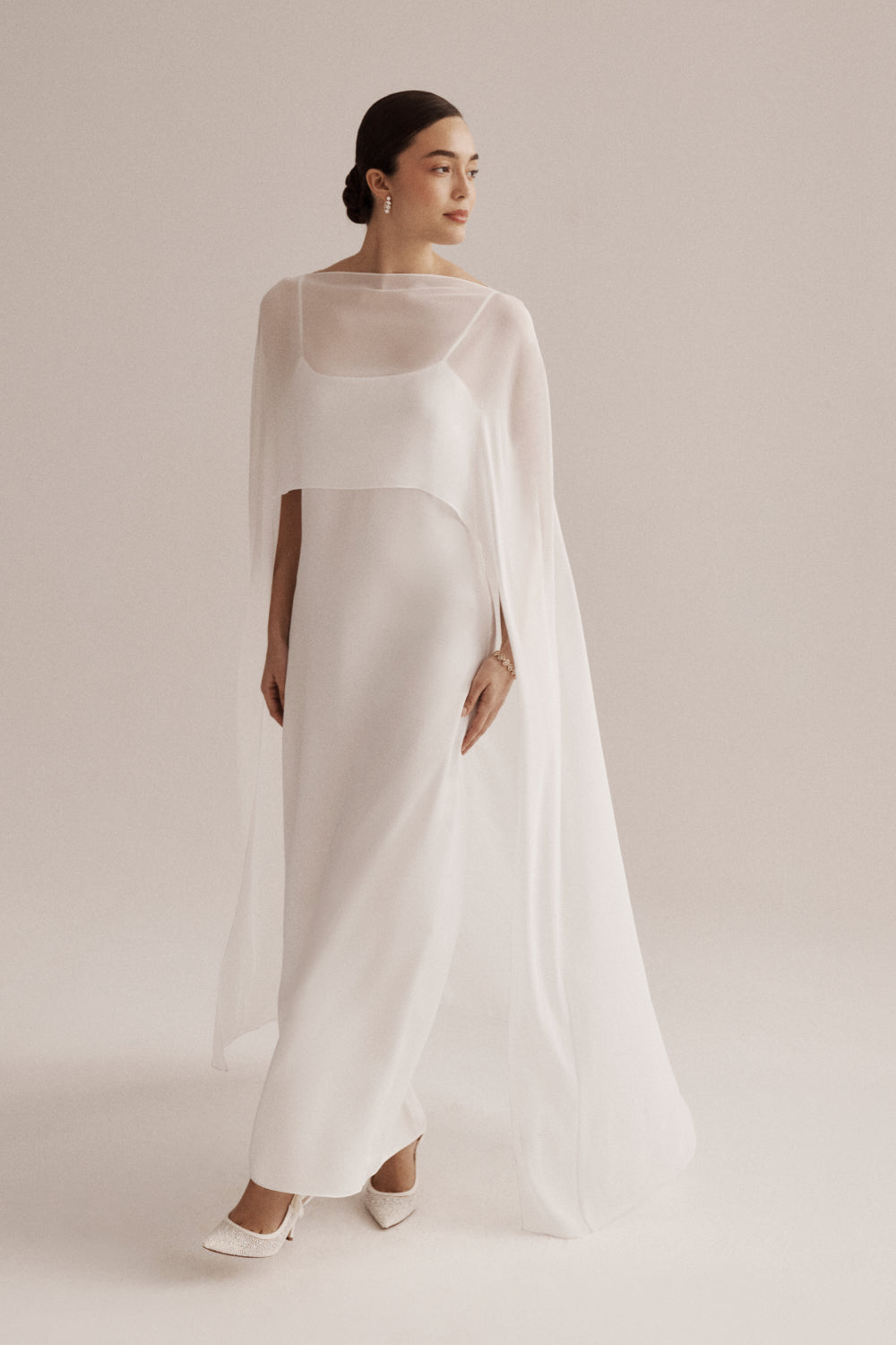 Amanda Uprichard Anastasia Cape Dress in Ivory