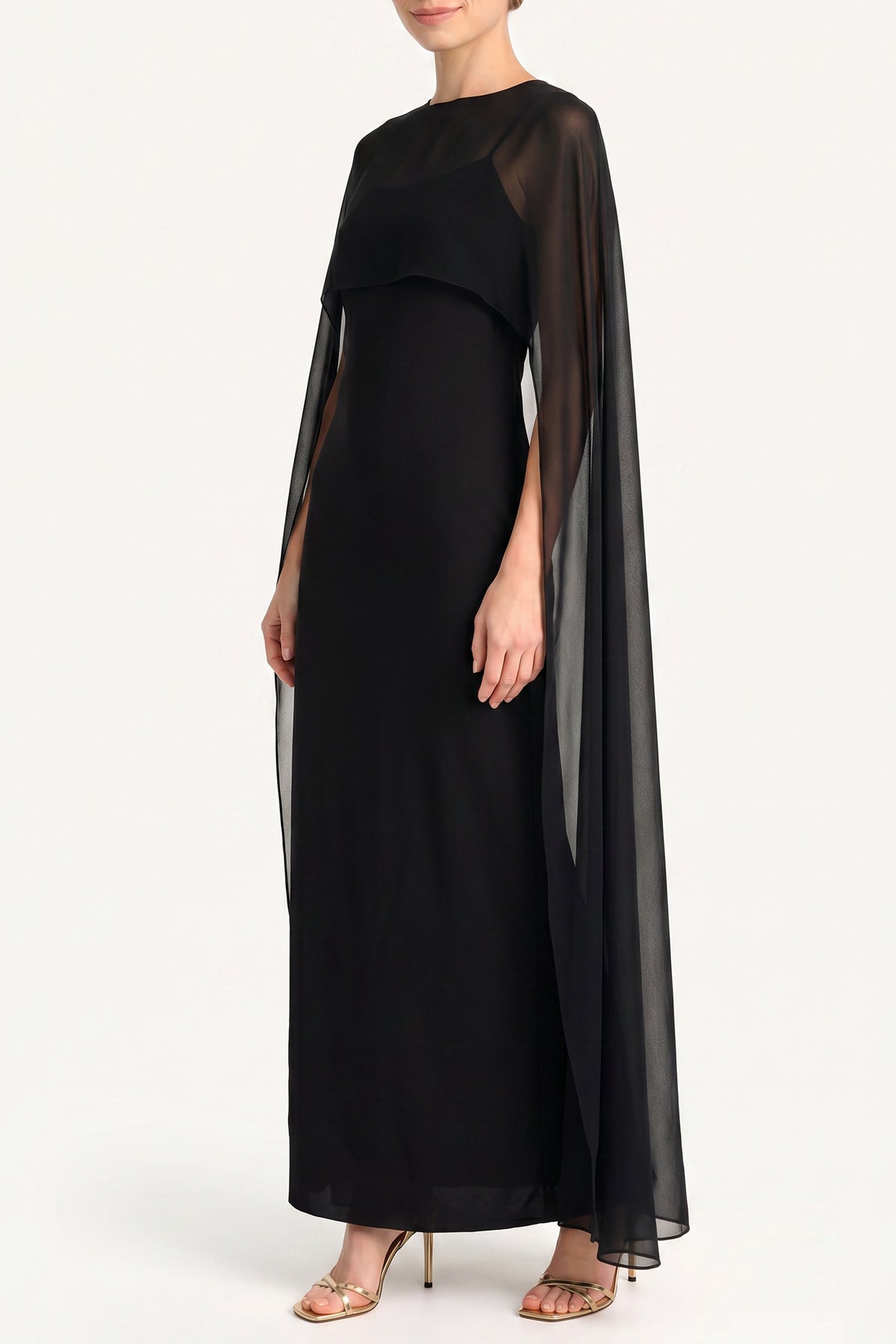 anastasia black dress Sleeveless Maxi Cape in Chiffon | M eBook: Cupped Dress with subcategory: sweater dresses Size:6-18 months 90% Polyester