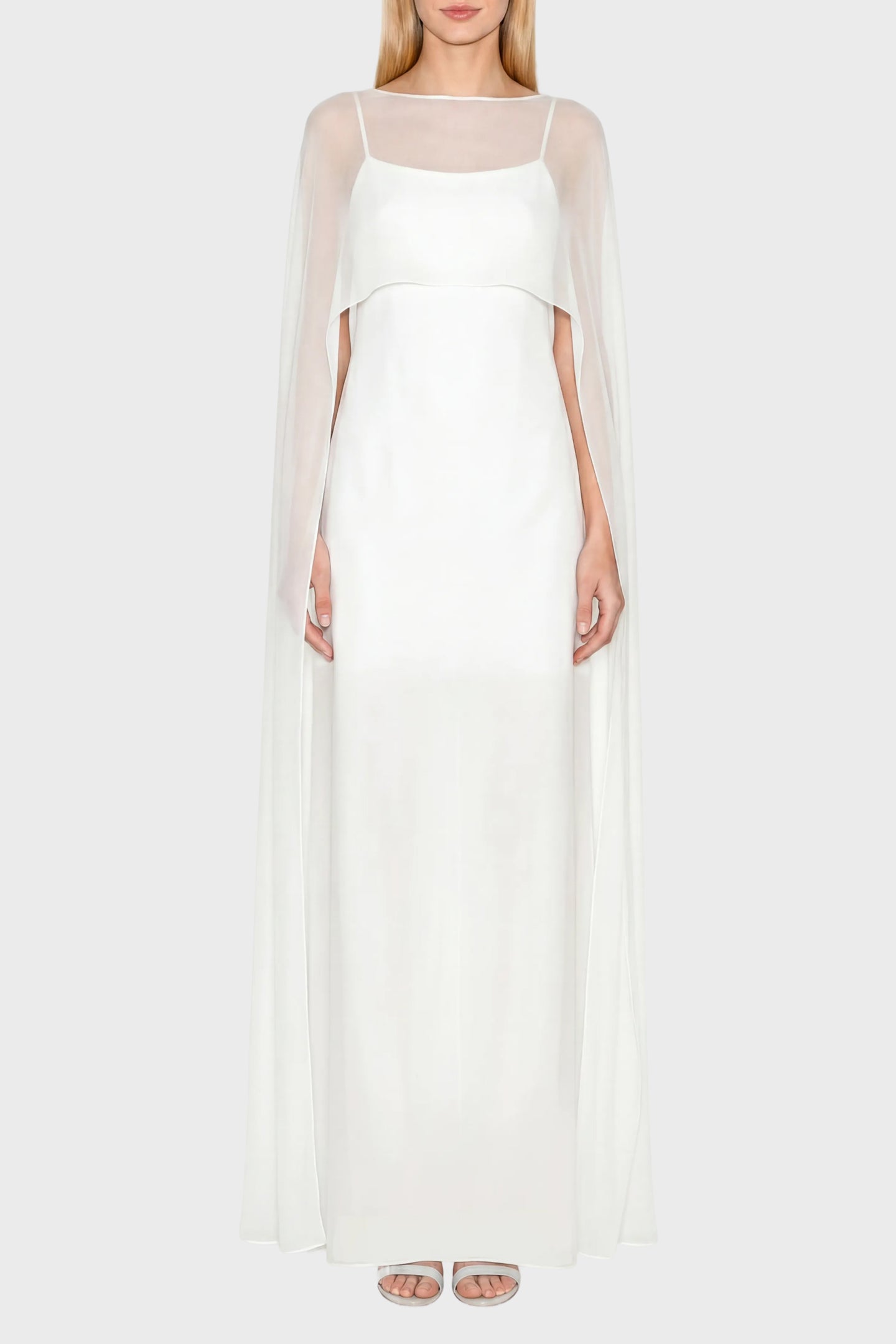 Amanda Uprichard Anastasia Cape Dress in Ivory