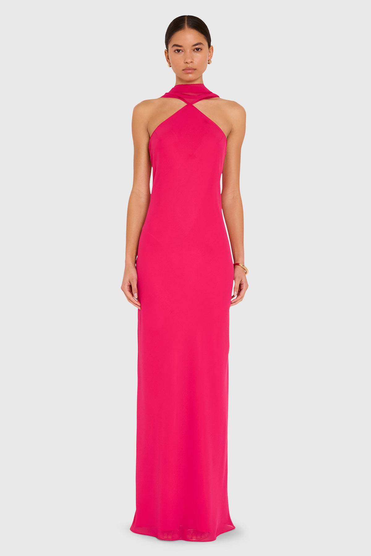 Ashton Maxi in Cerise Pink - Full Length Chiffon Dress