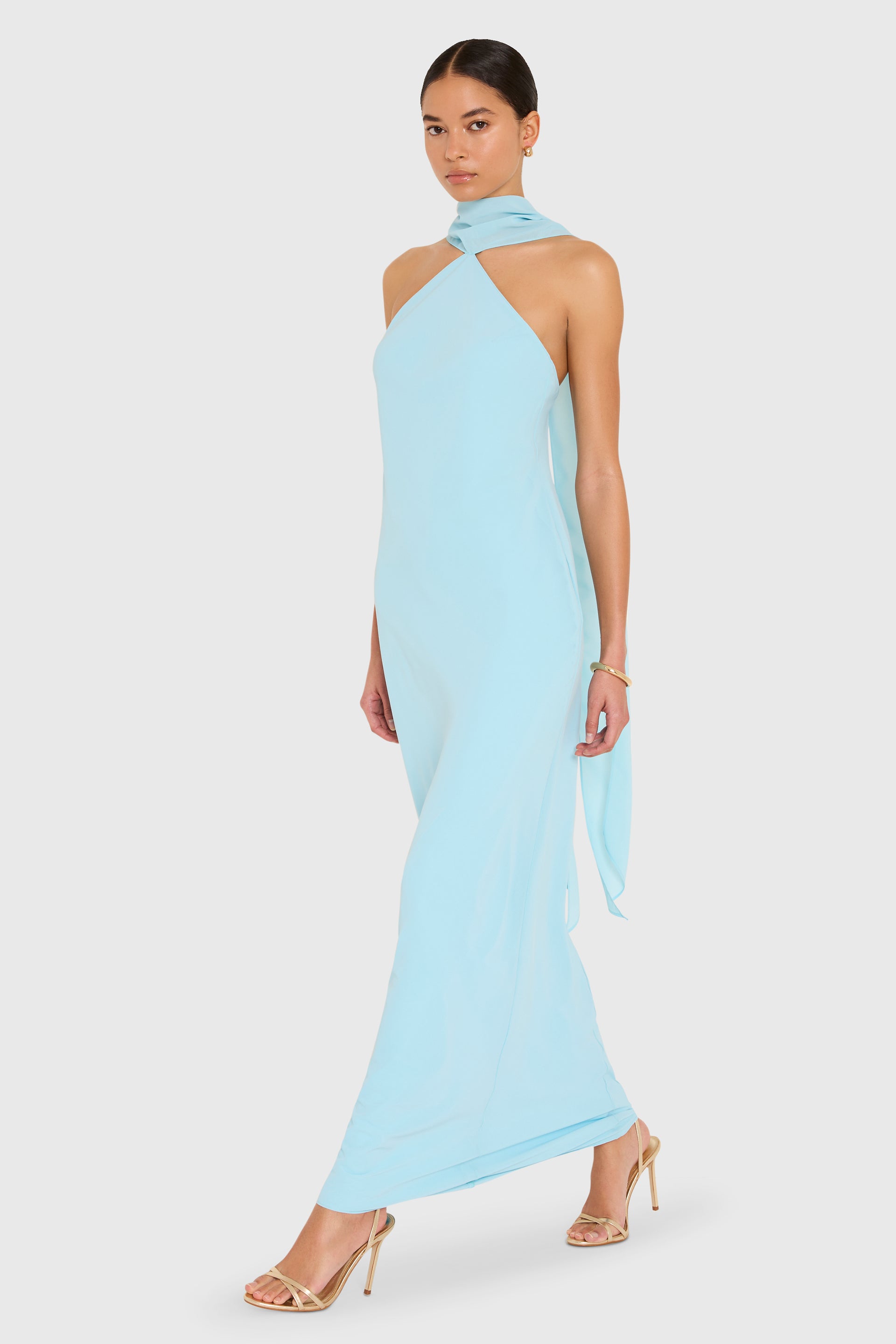 amanda uprichard ashton maxi dress Sleeveless in Ice Blue Chiffon | XS paced Manhattan lifestyle Size:48R/42W Lulus | Light Pink Game day