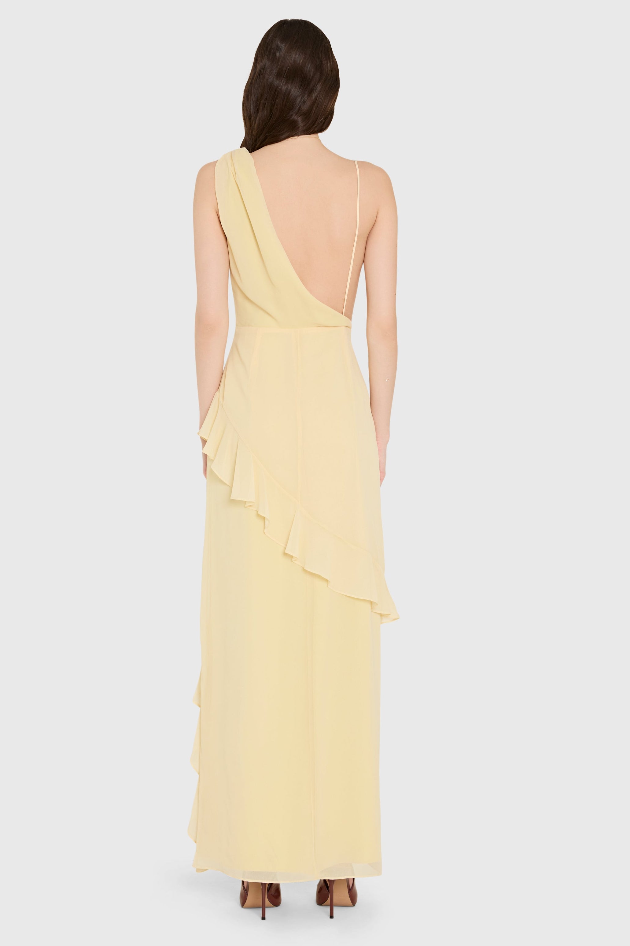Sleeveless Maxi Ella Rose Dress in Cornsilk Chiffon | L | Amanda Uprichard Sleeveless Maxi Ella Rose Dress in Cornsilk Chiffon | L | Amanda Uprichard