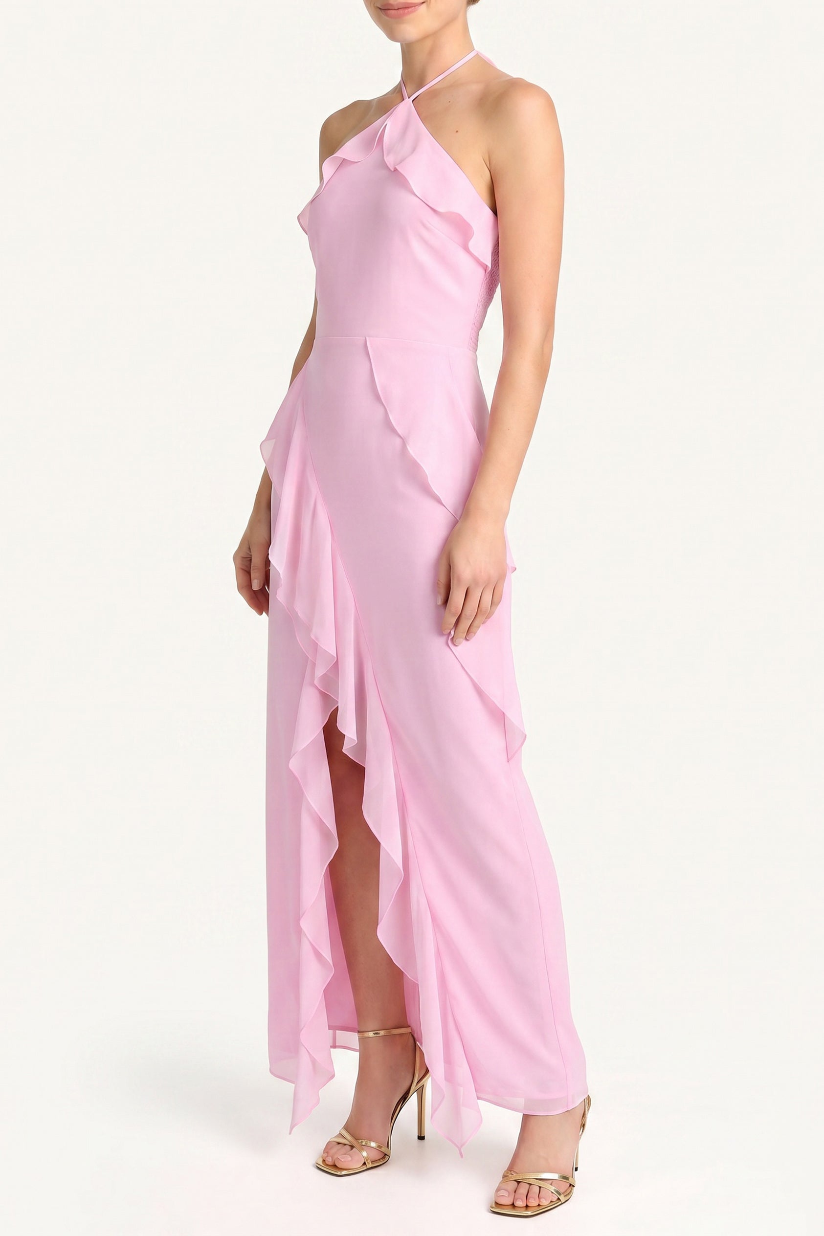 pink candy dress Sleeveless Maxi Alessandra in Floss Chiffon | L Maxi Cardigan Long Sleeve Turn heads in the neckline::Vee Neck Size:Kids XXS-6/12 MONTHS