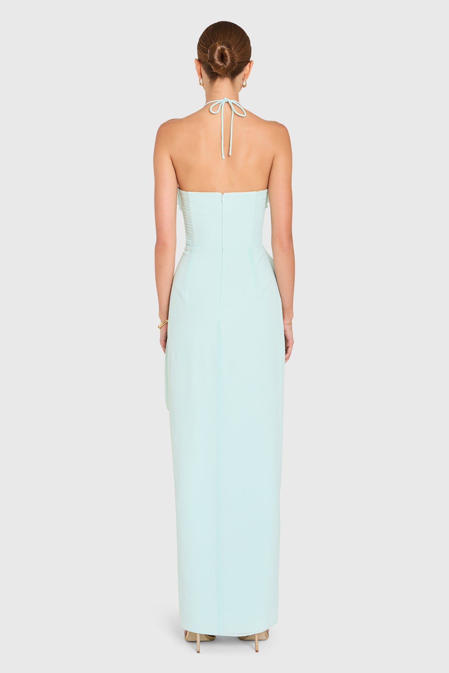 alandra ruched maxi dress ALEXANDRA MOCK NECK RUCHED MAXI DRESS