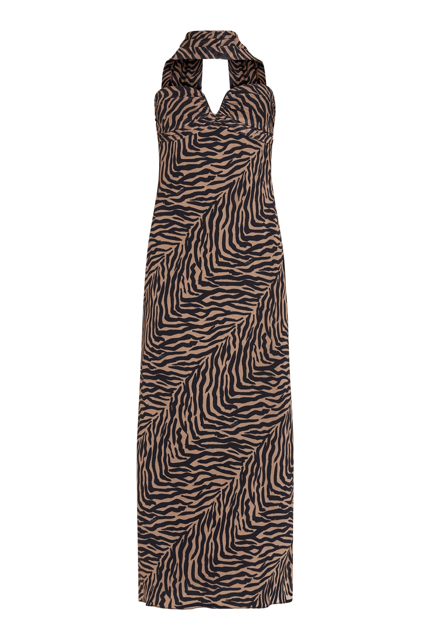 Strapless Midi Lara Dress in Chocolate Multi Chiffon | L | Amanda Uprichard Strapless Midi Lara Dress in Chocolate Multi Chiffon | L | Amanda Uprichard