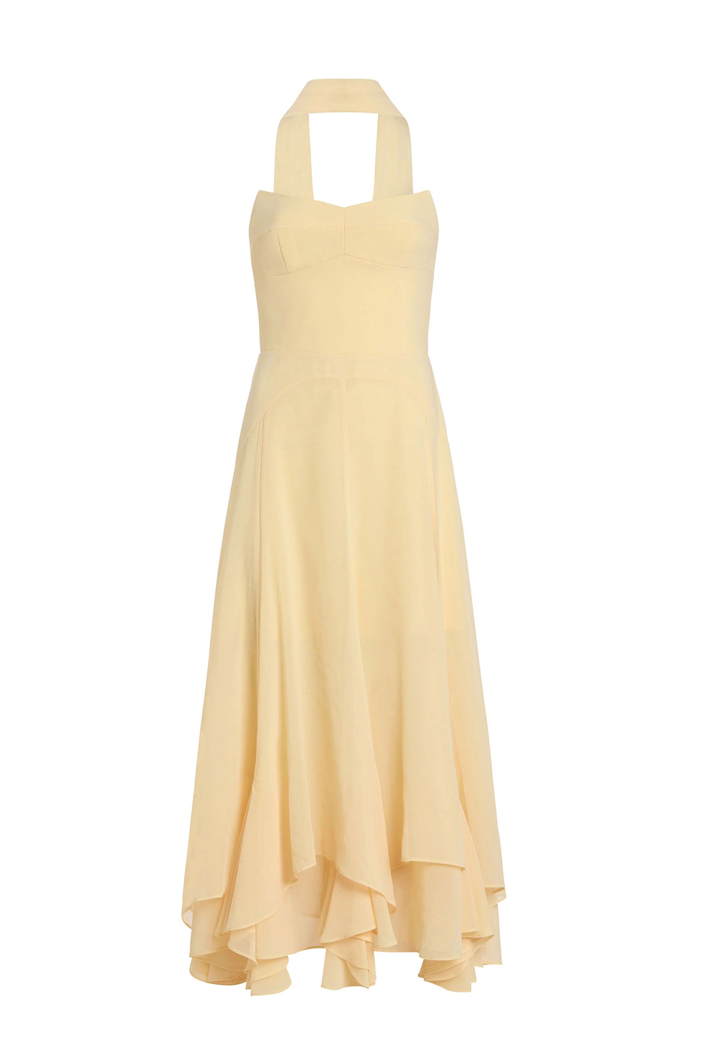yellow scarf dress Monterey Dress in Cornsilk | Silk Cocktail Dress