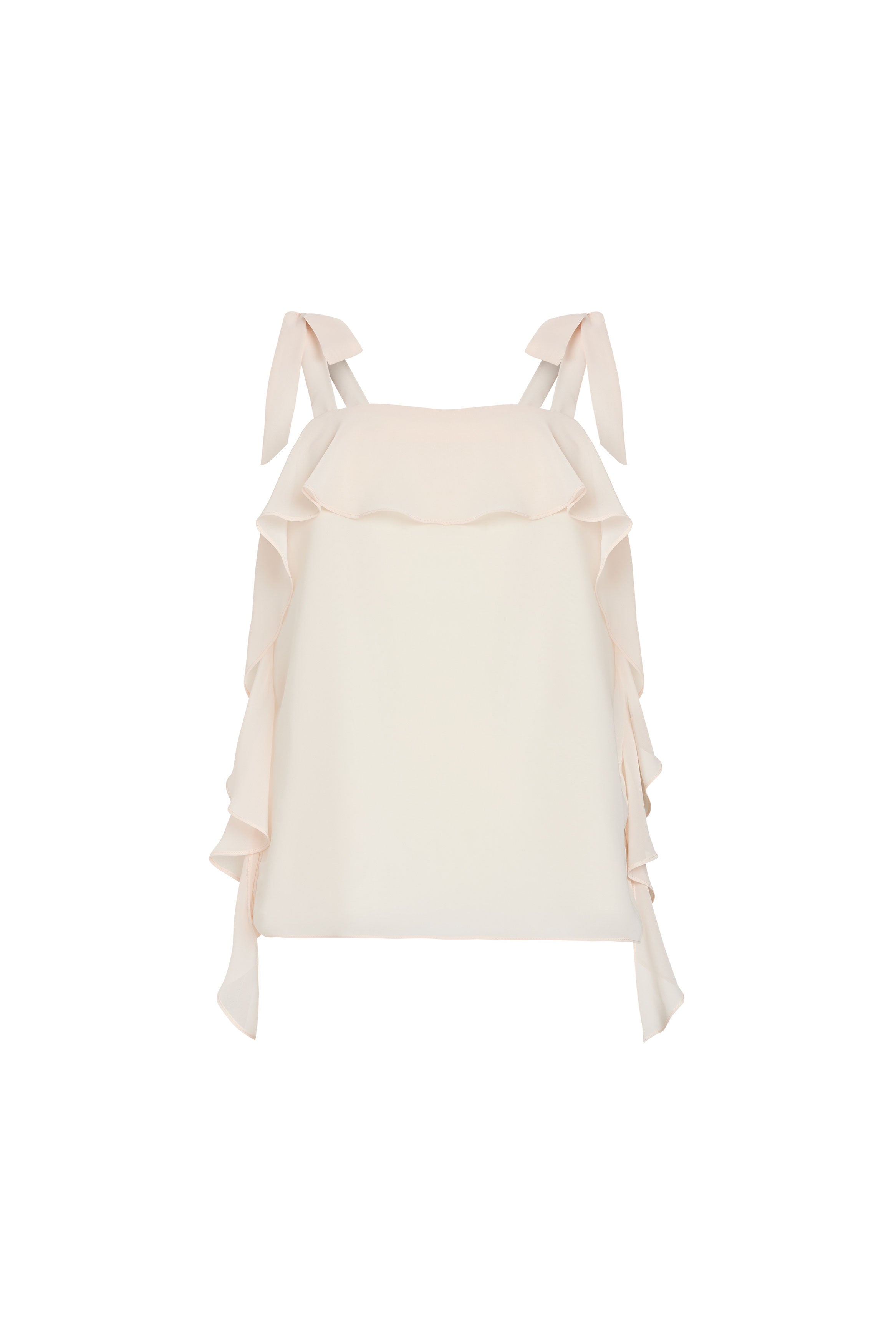 Light pink top with thin straps on a white background